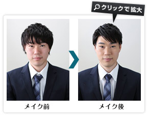 男性：メイク前　メイク後